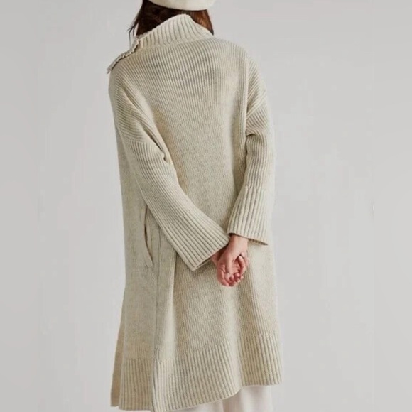 Free People Finely Maxi Cardi Ivory Oversized Cardigan Sweater S - Like New - Picture 3 of 8